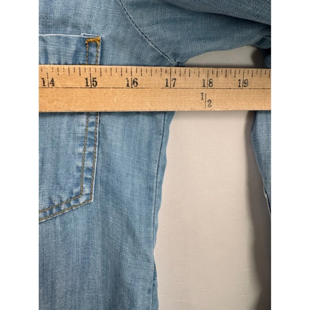 Cloth & Stone Button Down chambray Shirt sz S blue‎ roll tab sleeve coastal